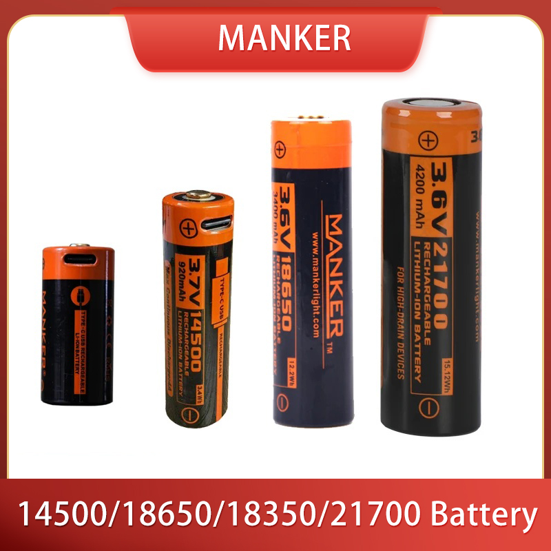Vape Battery 18650 - Manker 14500/18650/18350/21700 แบตเตอรี่สําหรับไฟฉาย